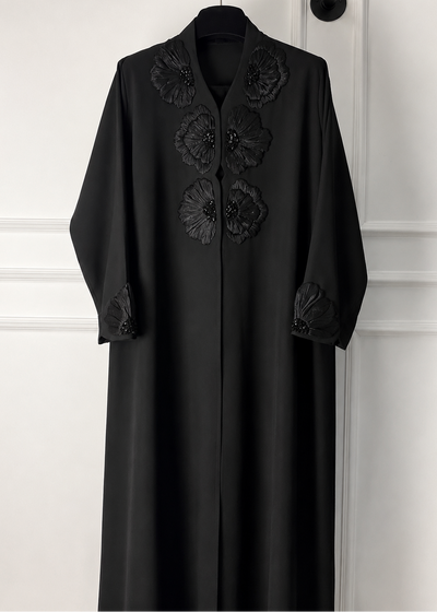 ILSAH FRONT OPEN ABAYA | BLACK