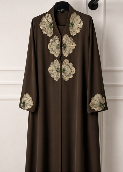 ILSAH FRONT OPEN ABAYA | BROWN