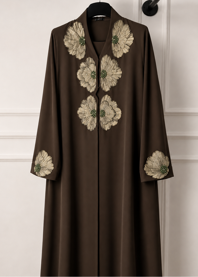 ILSAH FRONT OPEN ABAYA | BROWN