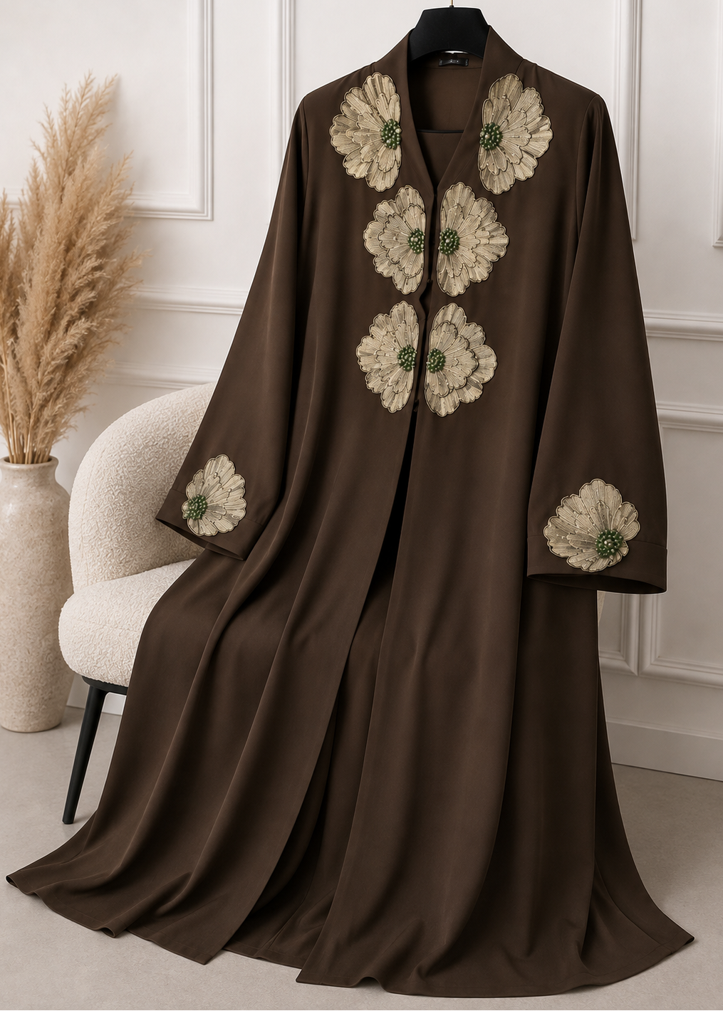ILSAH FRONT OPEN ABAYA | BROWN