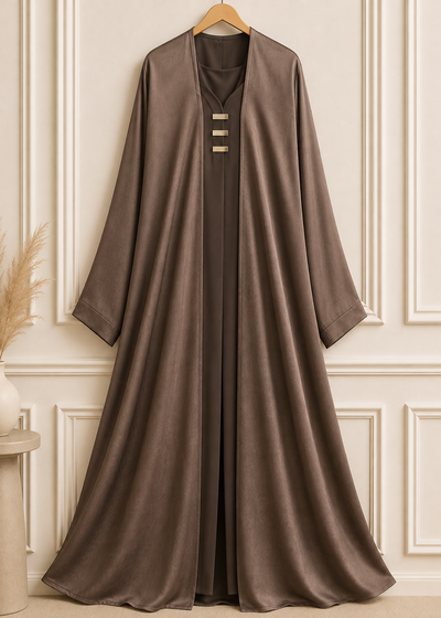 TAMANNAH DOUBLE SHRUG ABAYA | COFFEE