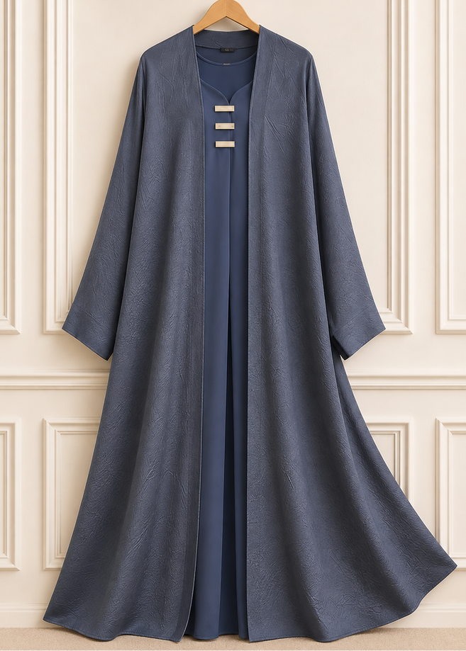 TAMANNAH DOUBLE SHRUG ABAYA | BLUE