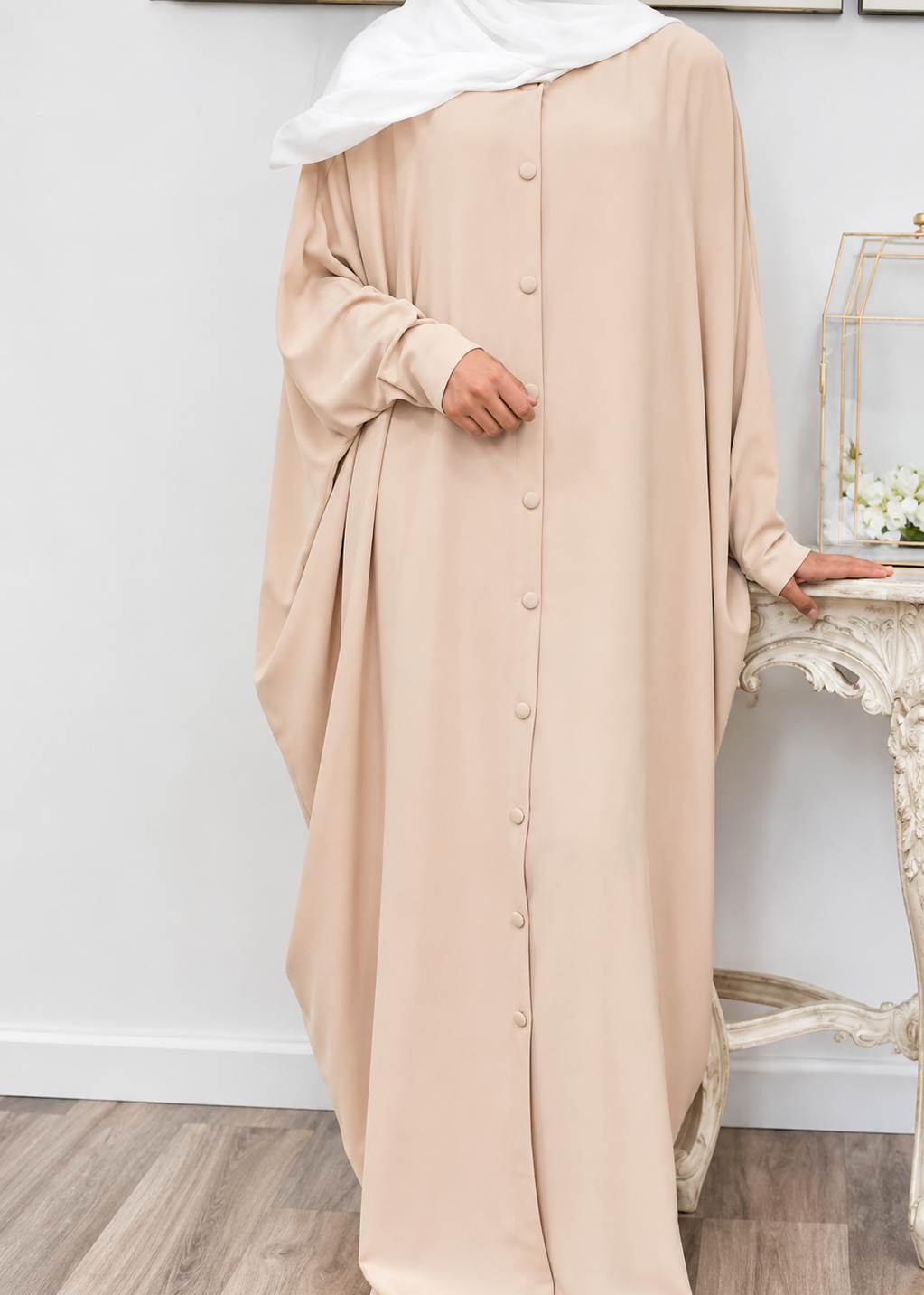 870 FITTING SLEEVE ABAYA | NUDE