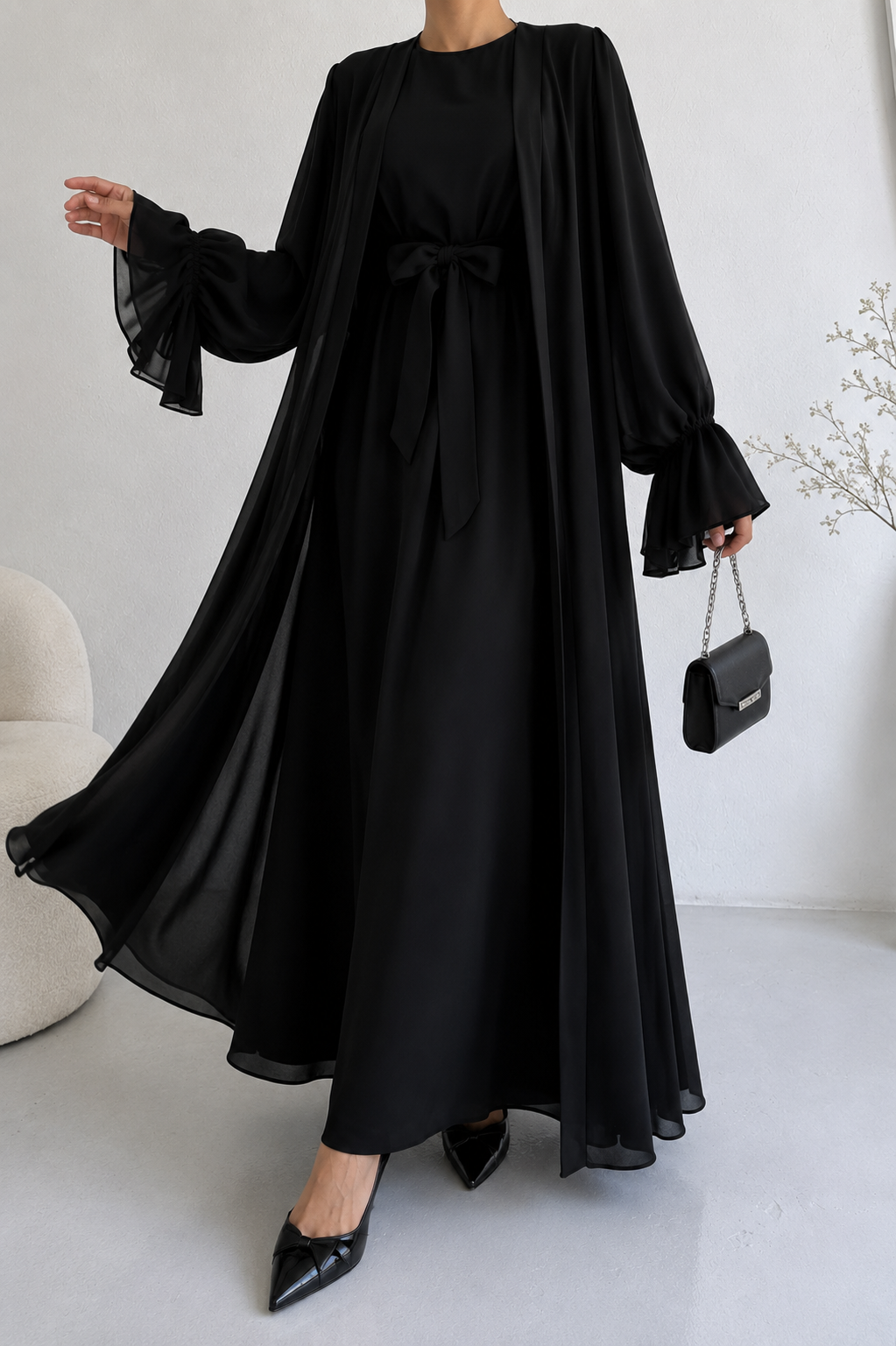 EBRAH DOUBLE SHRUG ABAYA | BLACK