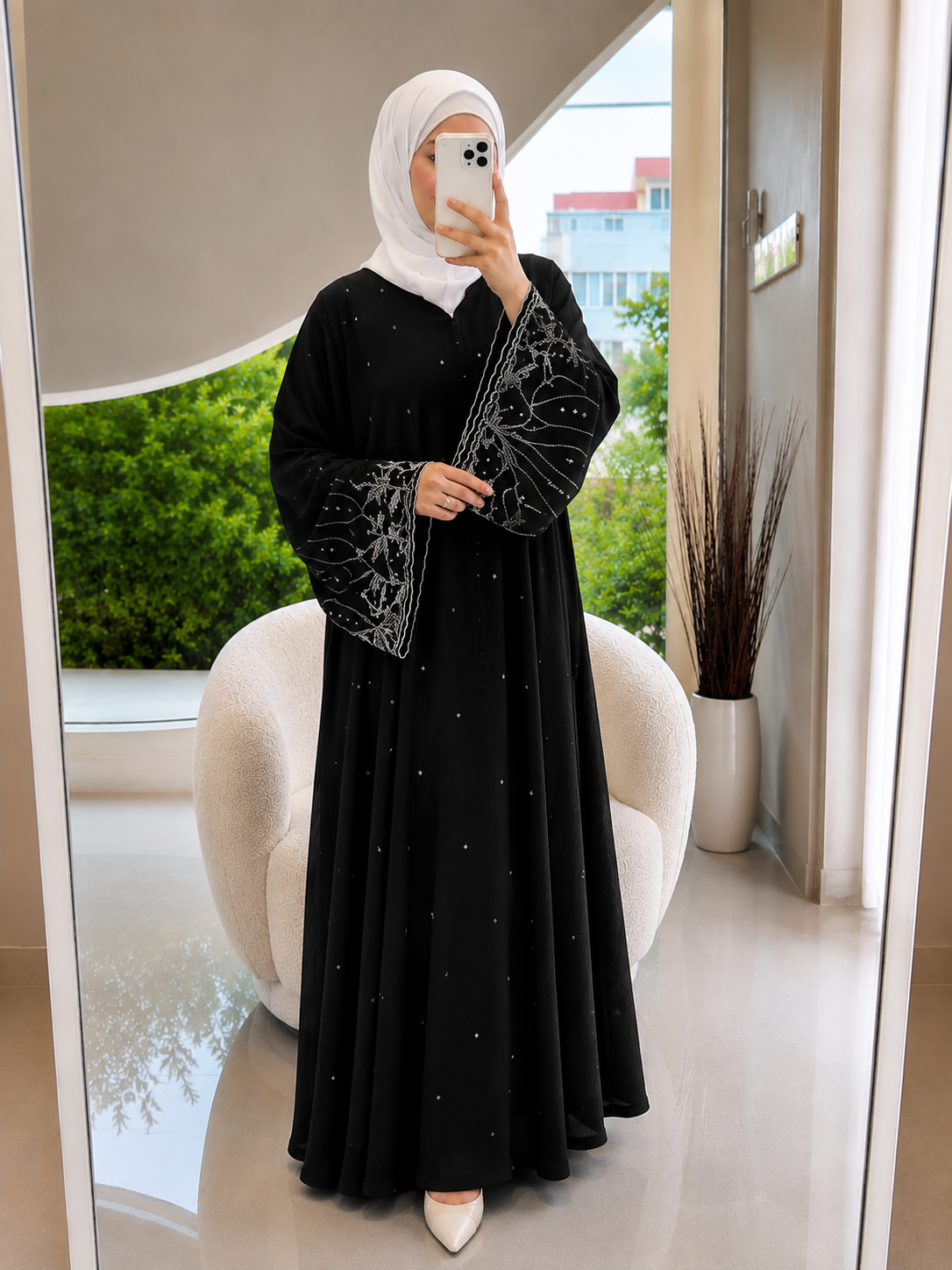 HIRA FRONT OPEN ABAYA | BLACK