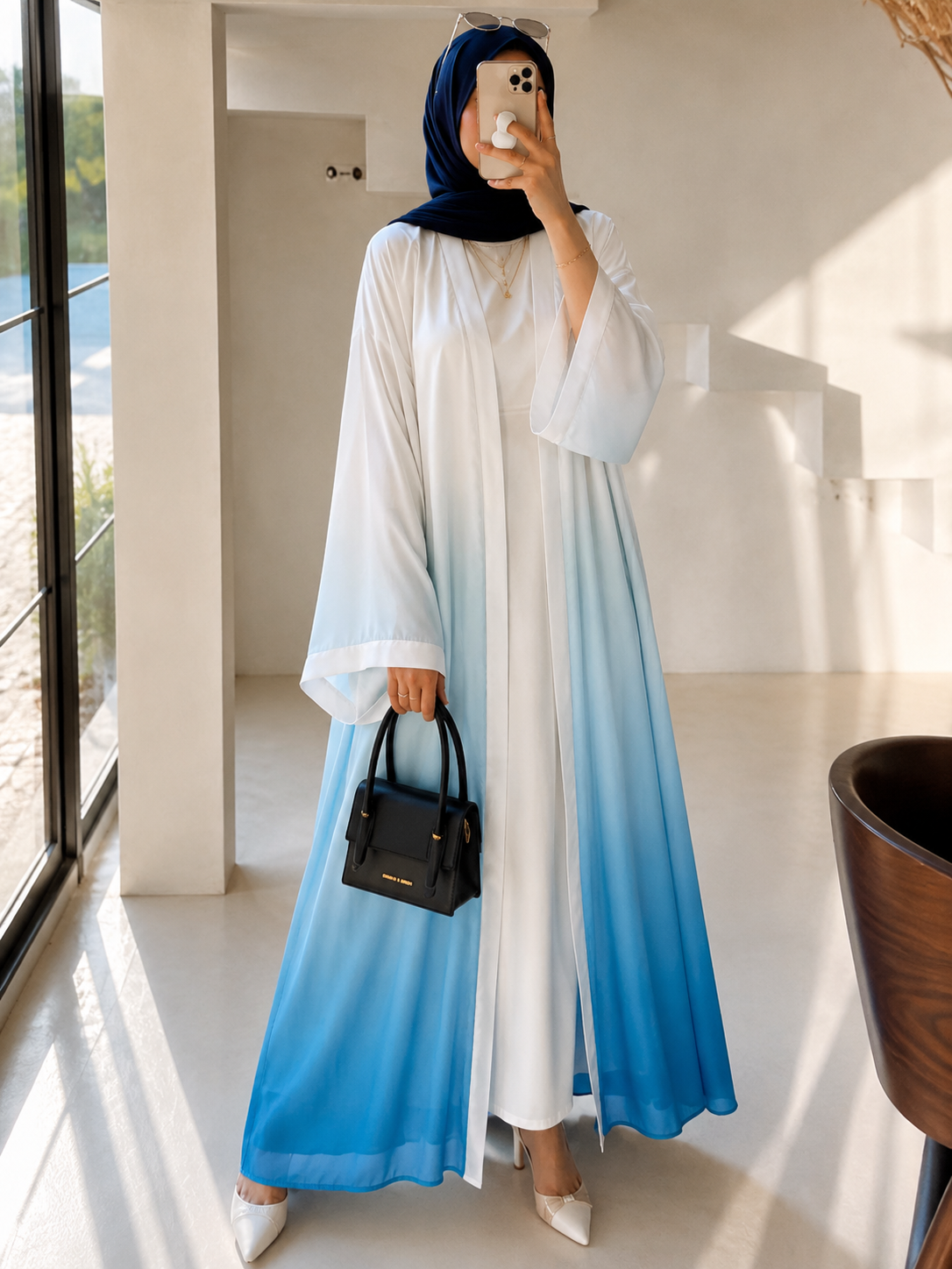 ASNIYA A-LINE DS ABAYA | NAVY BLUE