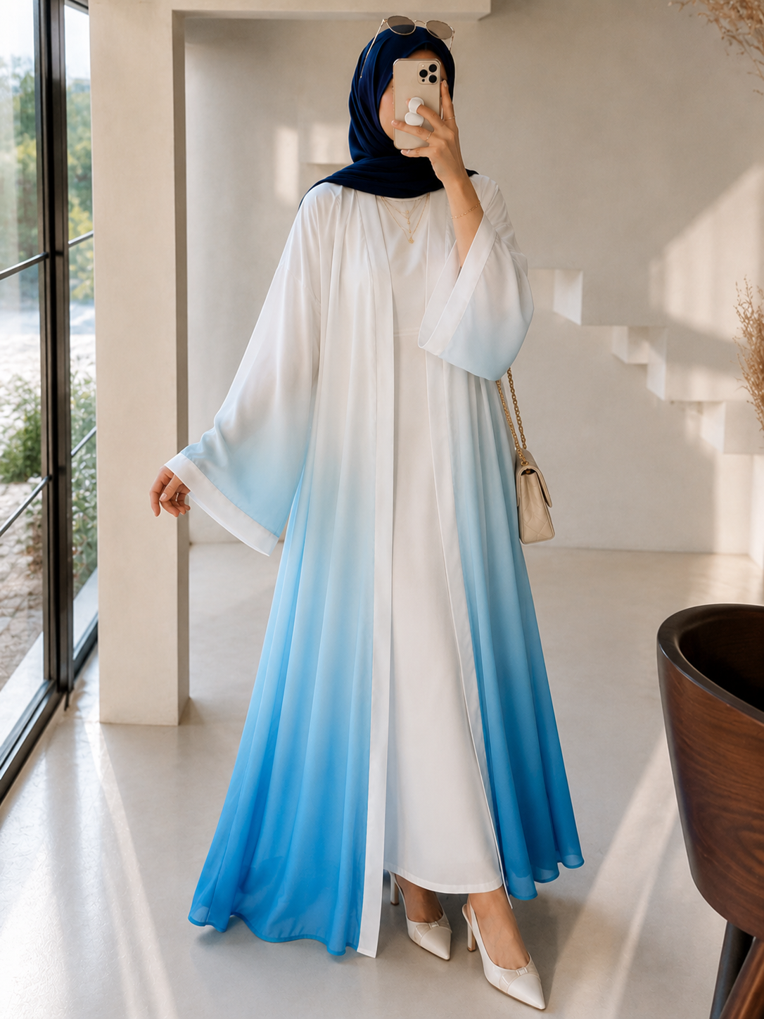 ASNIYA A-LINE DS ABAYA | NAVY BLUE