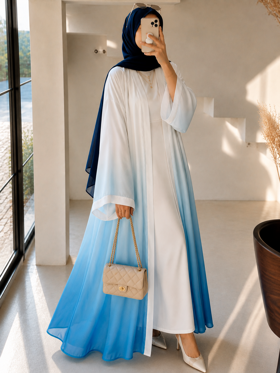 ASNIYA A-LINE DS ABAYA | NAVY BLUE