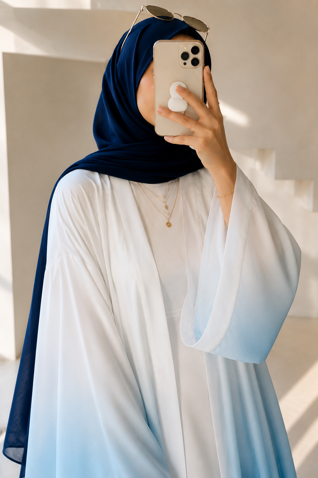 ASNIYA A-LINE DS ABAYA | NAVY BLUE