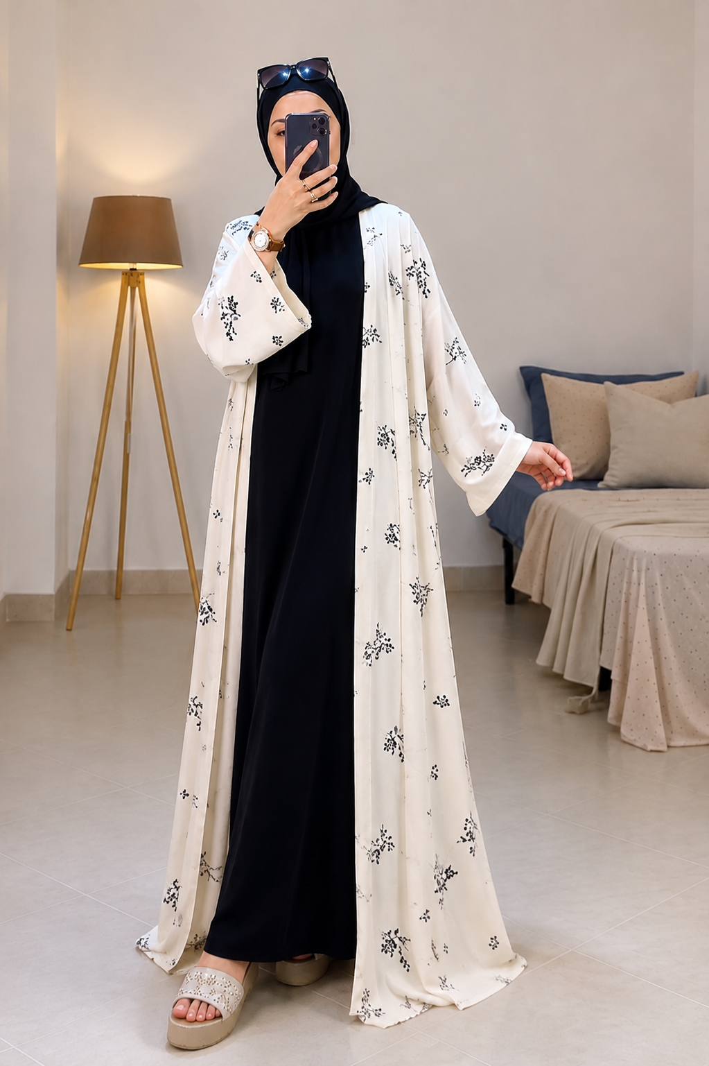 NURA DOUBLE SHRUG ABAYA | BLUE