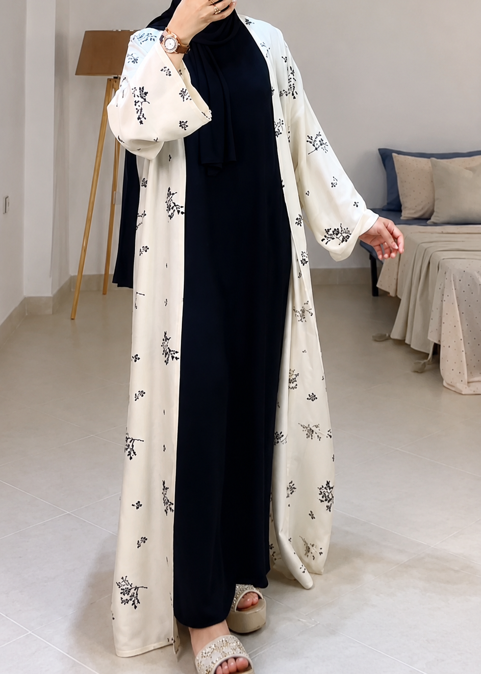 NURA DOUBLE SHRUG ABAYA | BLUE