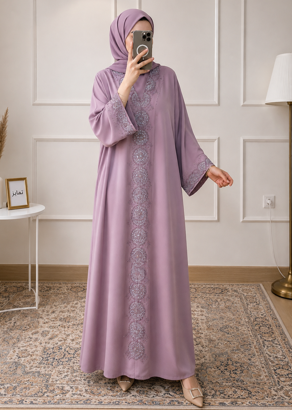 WARISHAH FULLY CLOSED ABAYA | PINK