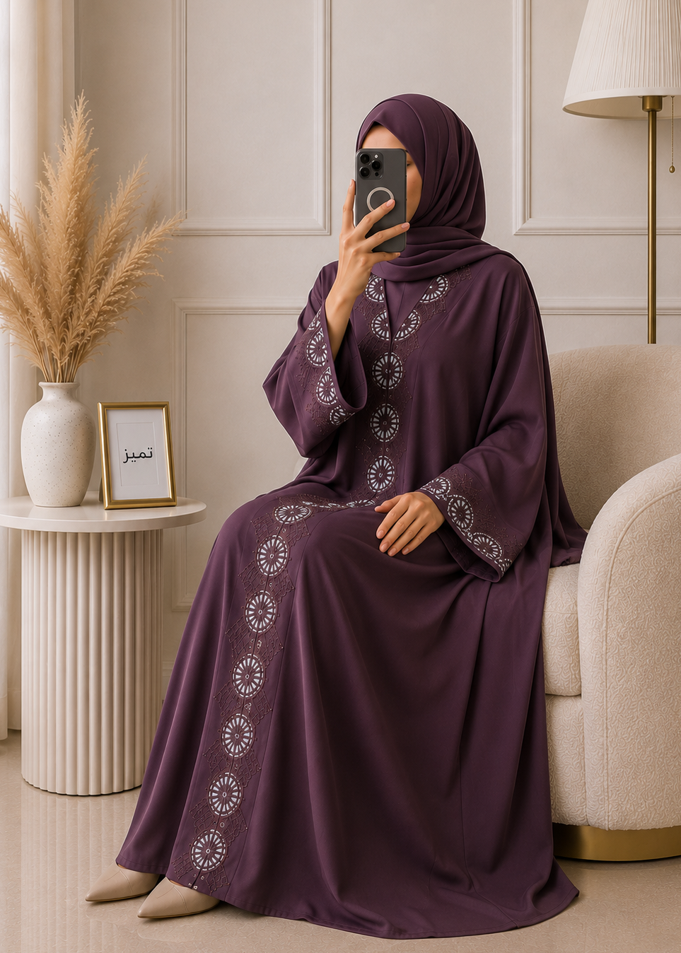WARISHAH FULLY CLOSED ABAYA | DUSTY PINK