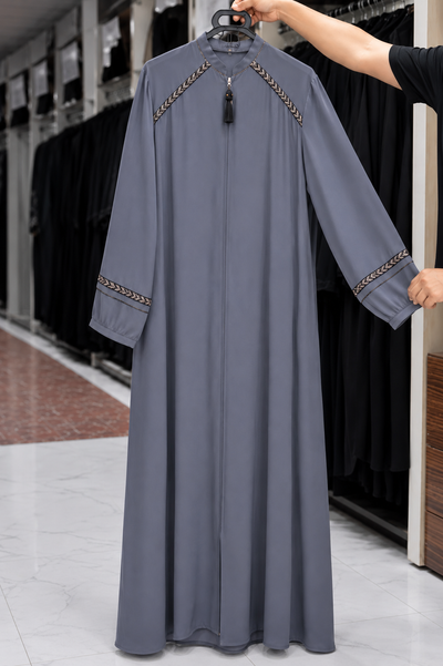 HIZA ZIPPER ABAYA | LITE GRAY