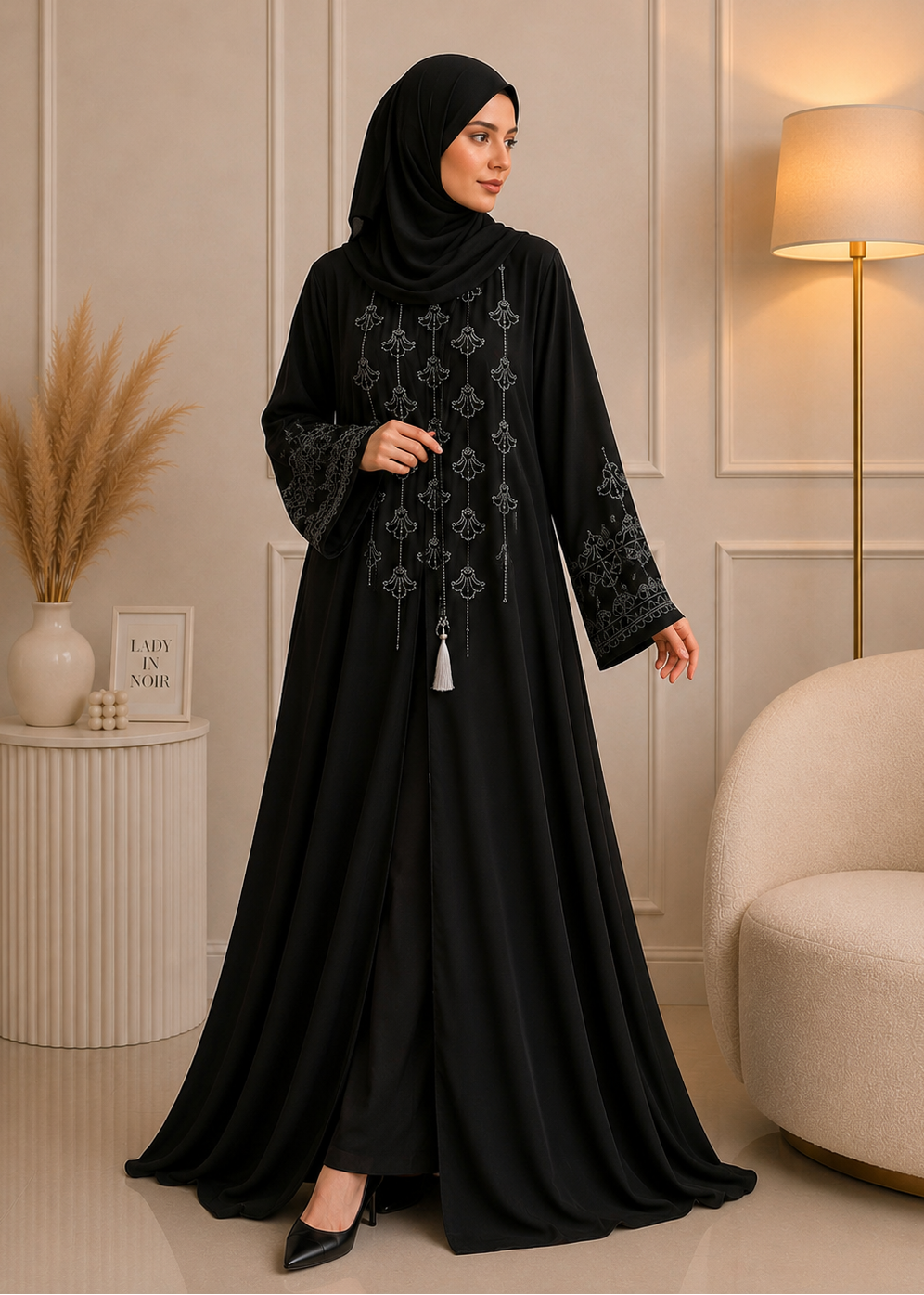 8283 - RUBINAH FULLY CLOSED  ABAYA | BLACK