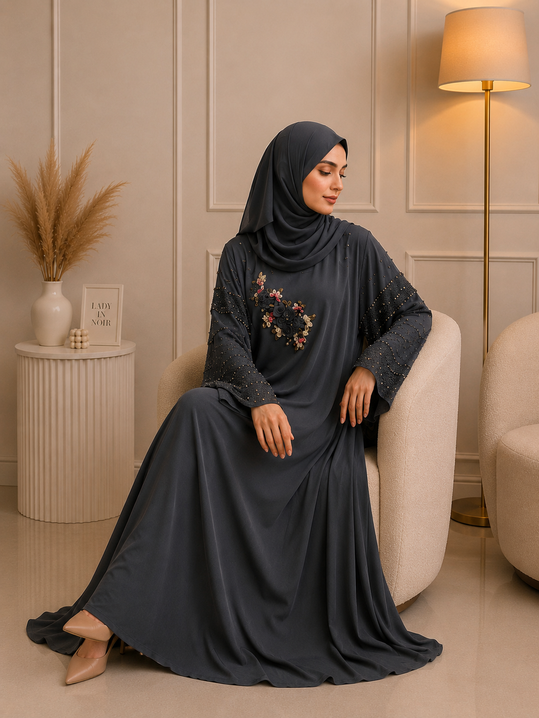 0980 - KUSUM ZEN  ABAYA | GRAY