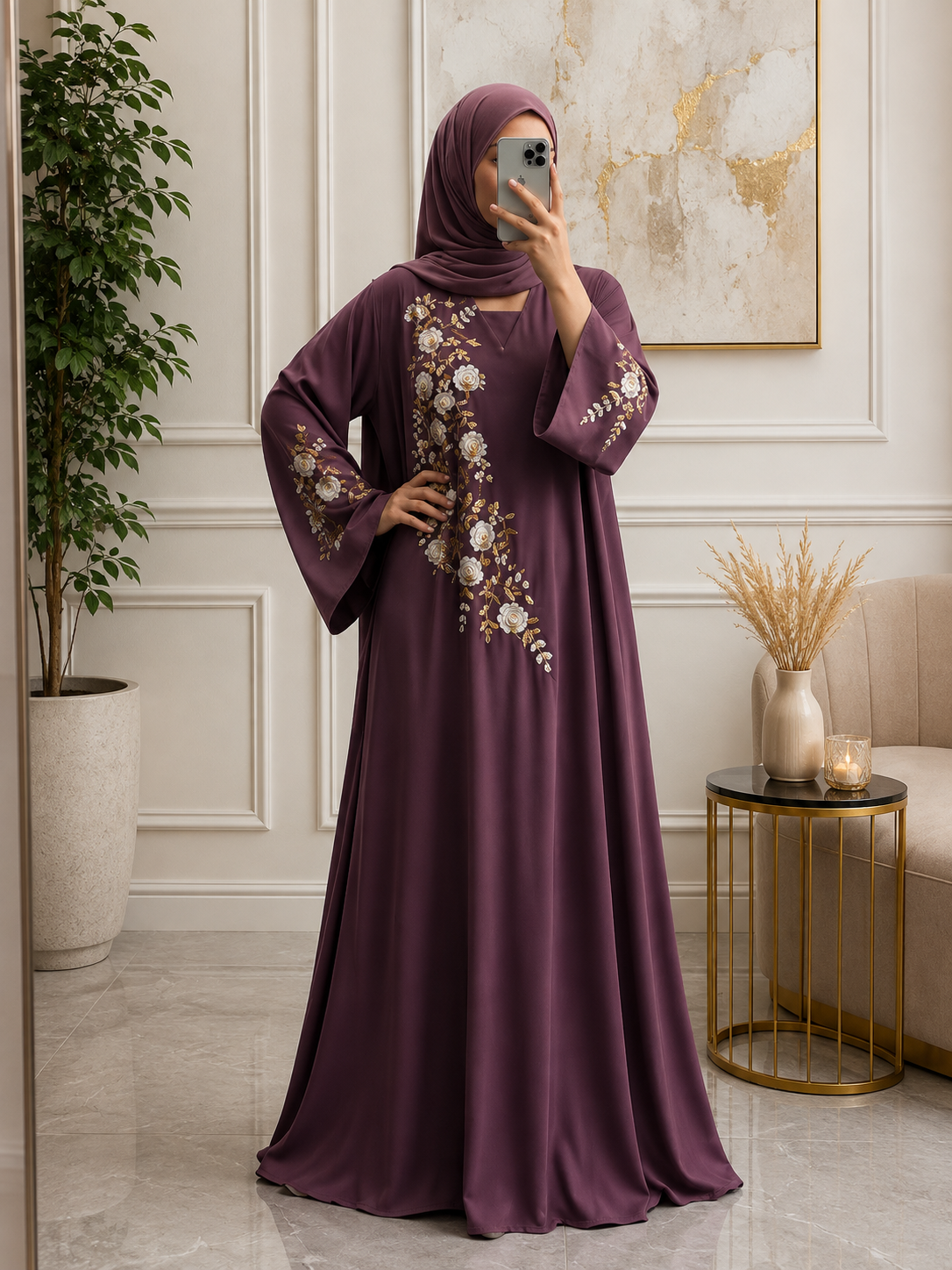 8283 - RABIKA FULLY CLOSED ABAYA | DUSTY PINK