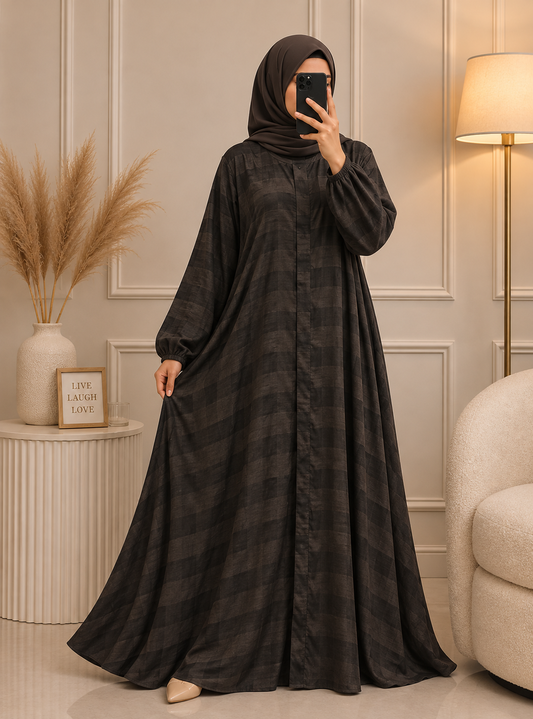 0301- IFNAH LAYER ABAYA | BROWN
