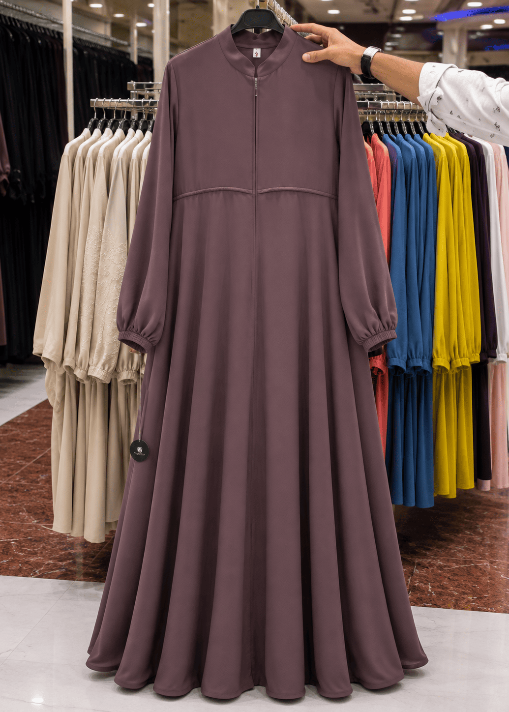BARIRA FRONT OPEN ABAYA | GHESTNUT LITE