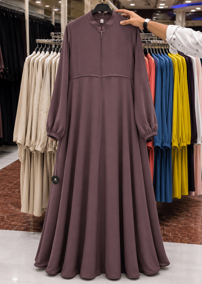 BARIRA FRONT OPEN ABAYA | GHESTNUT LITE