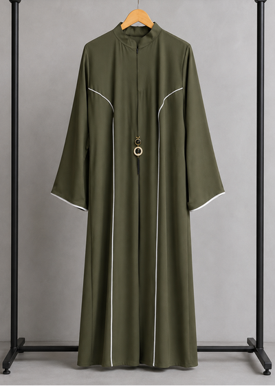 MAYA ELEGANT CLOSED ABAYA | OLIVE