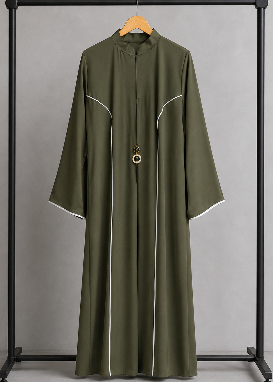 MAYA ELEGANT CLOSED ABAYA | OLIVE