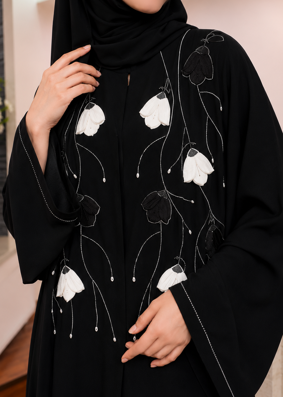 LAMIAH FRONT OPENA ABAYA | BLACK