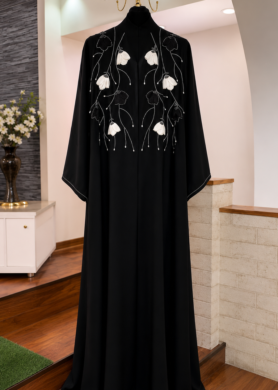 LAMIAH FRONT OPENA ABAYA | BLACK