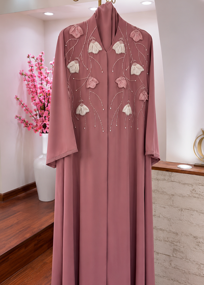 LAMIAH FRONT OPEN ABAYA | PINK