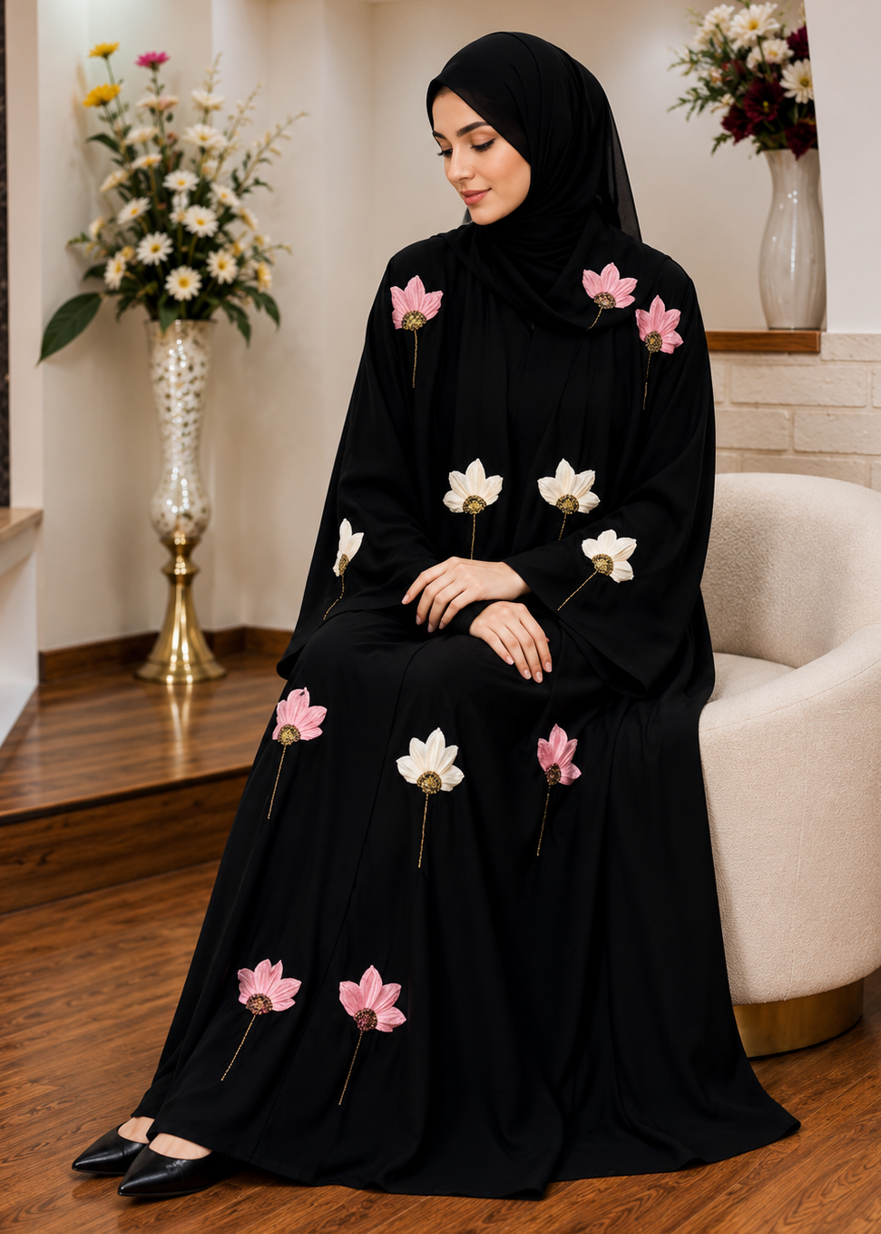 MOEZA FRONT OPEN ABAYA | PINK