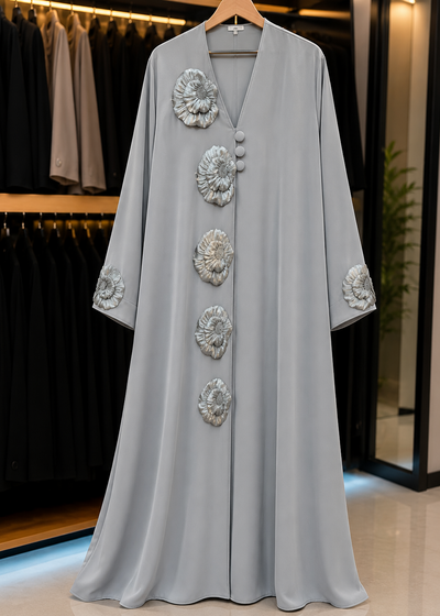 IFLAH FRONT OPEN ABAYA | SAND GRAY