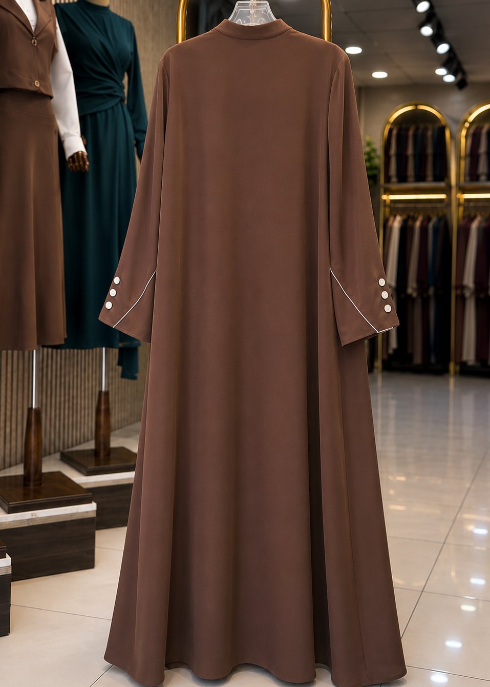 MUNAZZAH FRONT OPEN ABAYA | COPPER