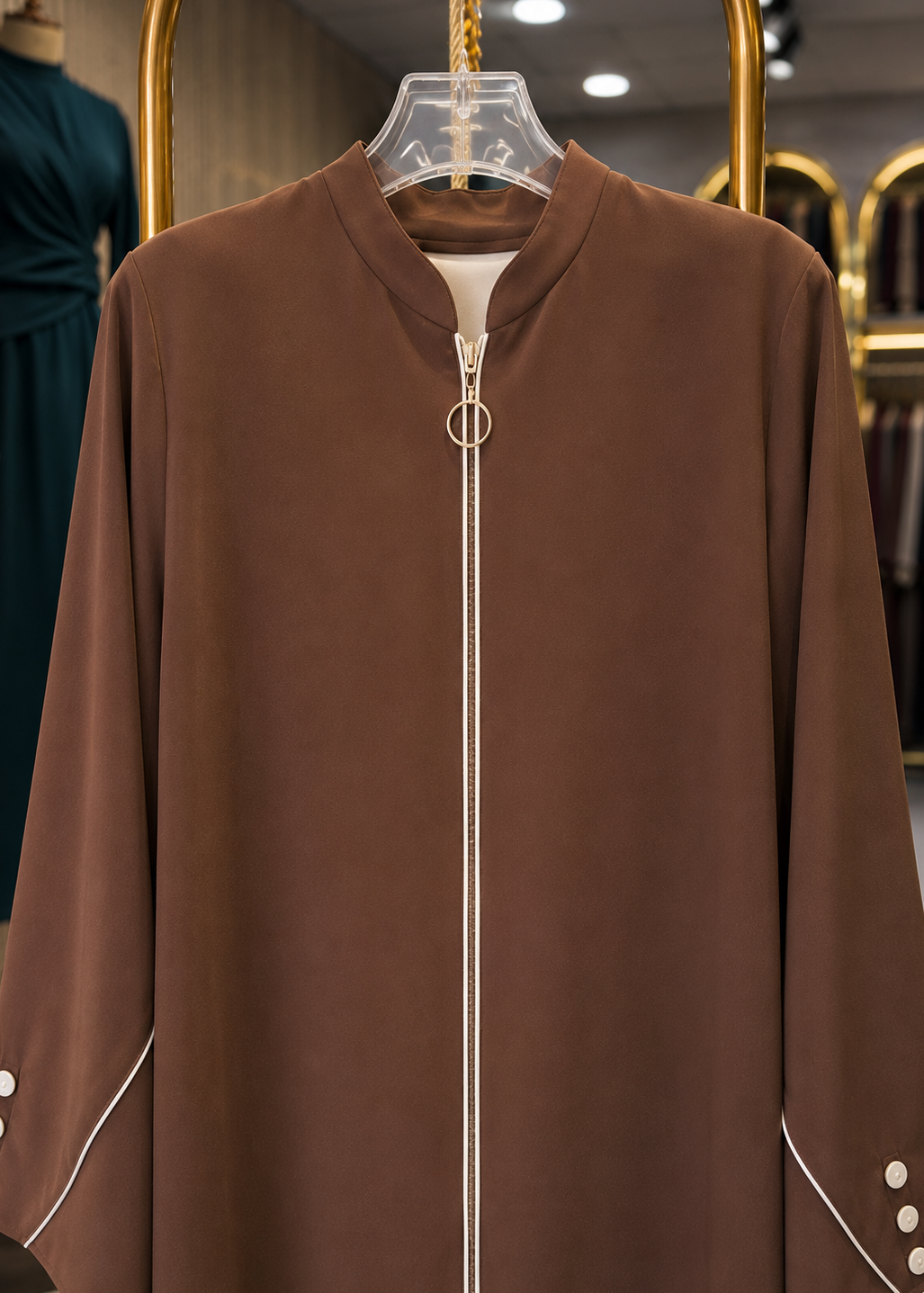 MUNAZZAH FRONT OPEN ABAYA | COPPER