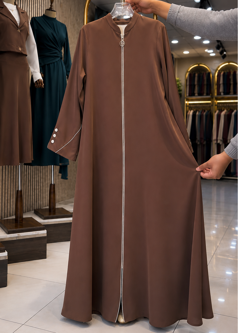 MUNAZZAH FRONT OPEN ABAYA | COPPER