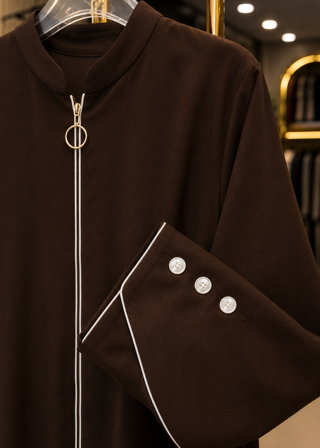MUNAZZAH FRONT OPEN ABAYA | COFFEE