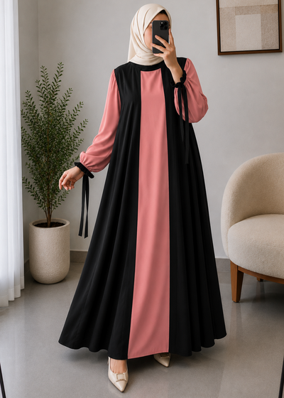 KHUSHI CUFF SLEEVE ABAYA | PEACH