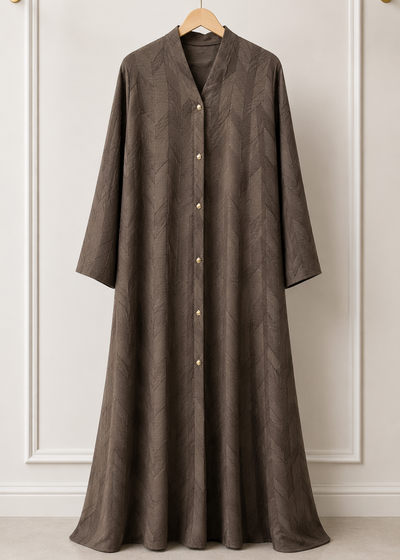 SAMRAH FRONT OPEN ABAYA | COFFEE