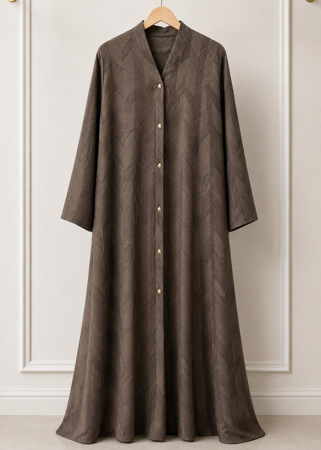 SAMRAH FRONT OPEN ABAYA | COFFEE