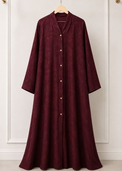 SAMRAH FRONT OPEN ABAYA | MAROON