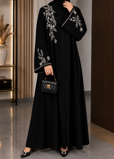RAMEESA HANDWORK ABAYA | BLACK