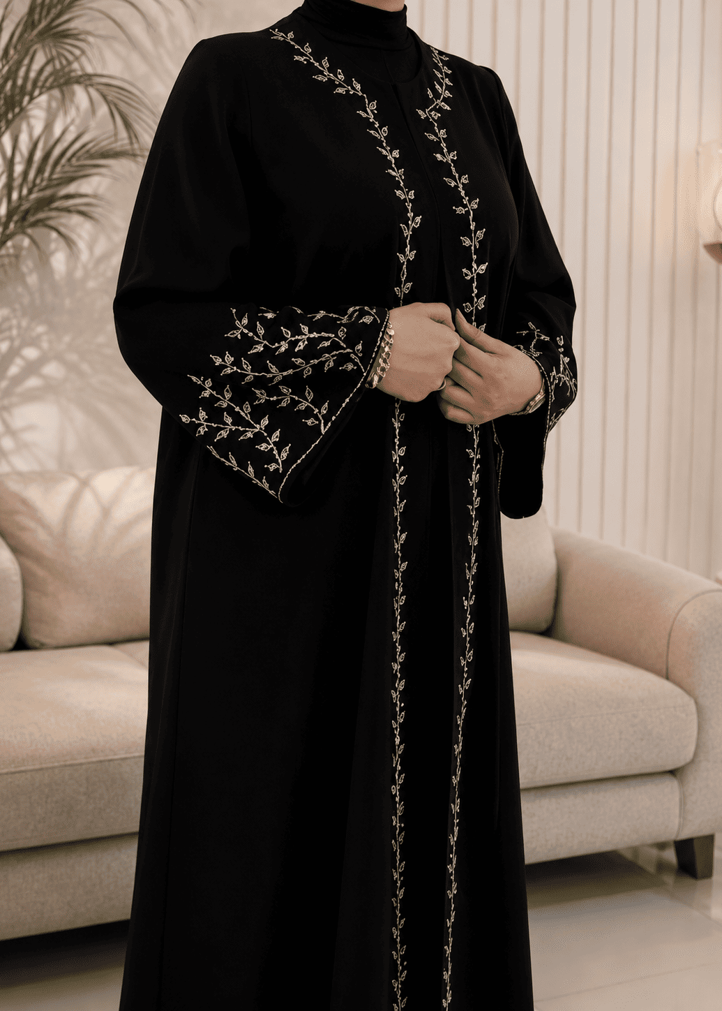 SIDRAH FRONT OPEN ABAYA | BLACK