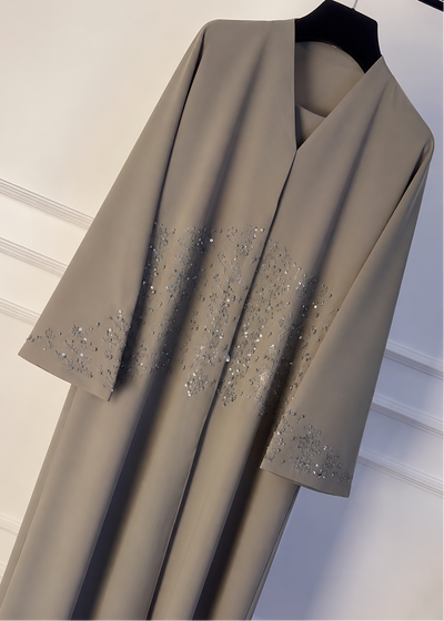 ZUBIYAH FRONT OPEN ABAYA | COLLER BROWN