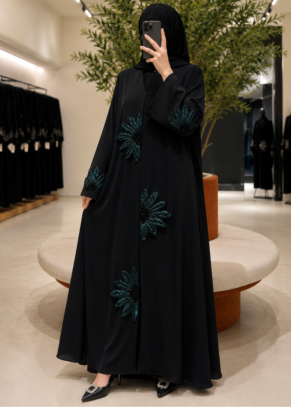 RAIBAH HANDWORK ABAYA | GREEN