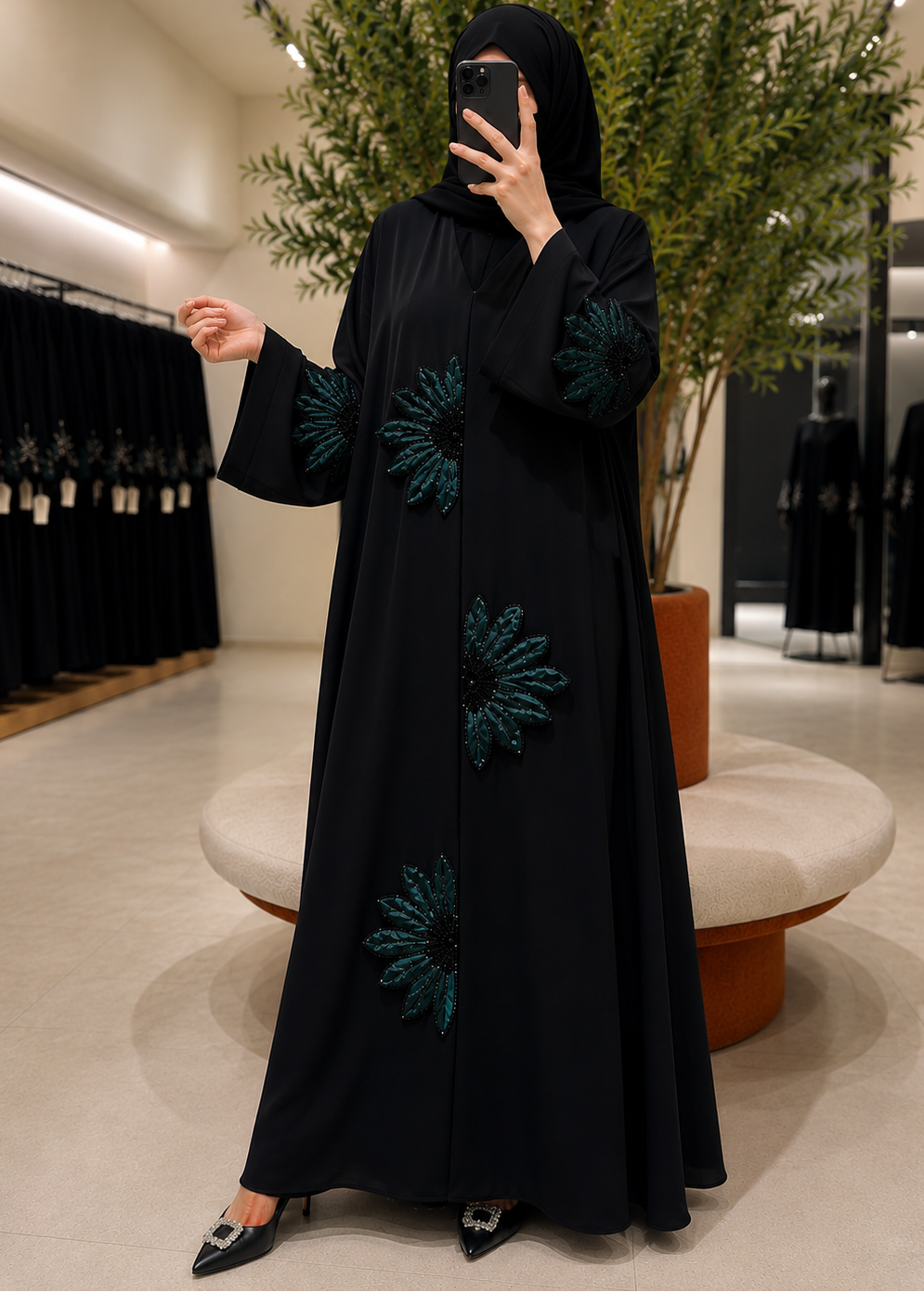RAIBAH HANDWORK ABAYA | GREEN
