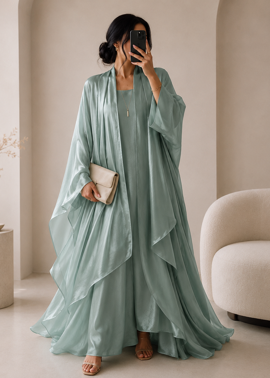 EZZAH DS ABAYA | SEA GREEN