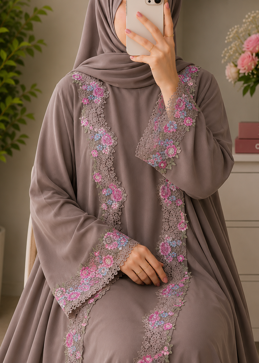 URWA DOUBLE SHRUG ABAYA | COFFEE