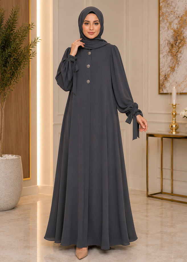 ELIF ZIPPER ABAYA | GRAY
