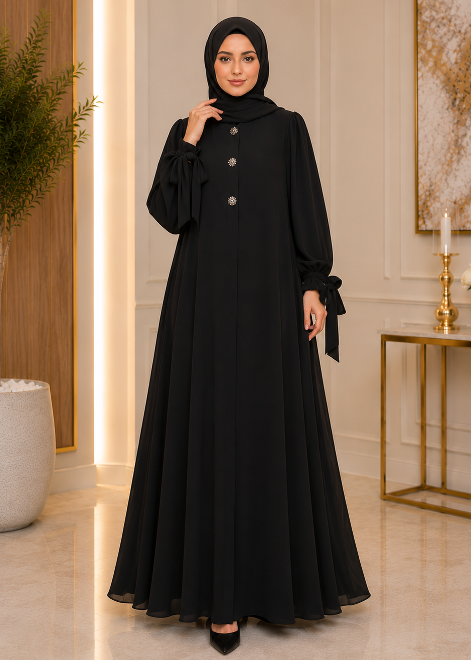 ELIF ZIPPER ABAYA | BLACK