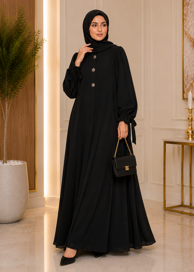 ELIF ZIPPER ABAYA | BLACK