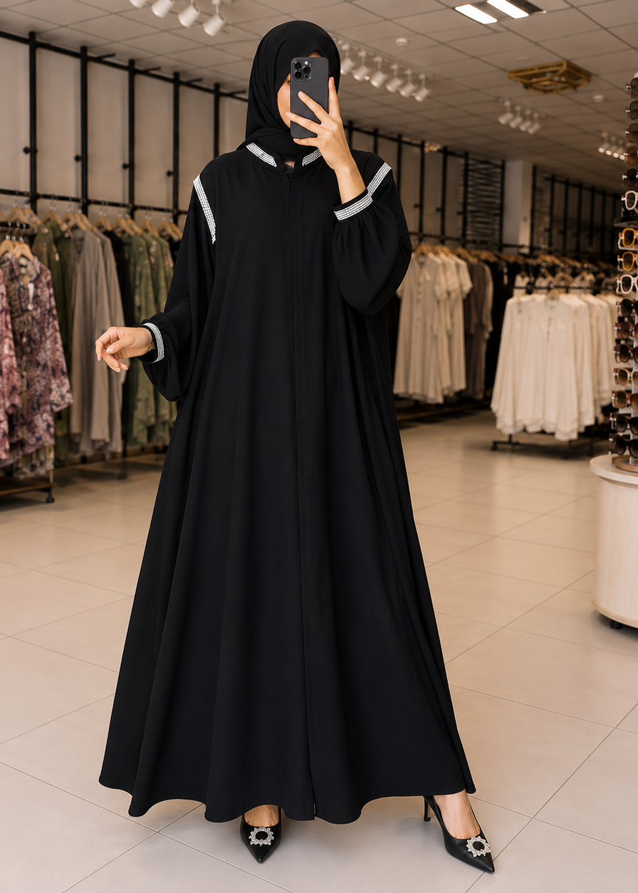 AROOBA LACE ABAYA | BLACK